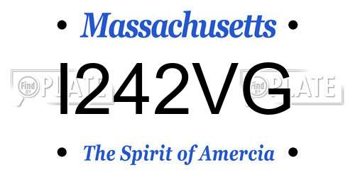 I242VG Massachusetts License Plate