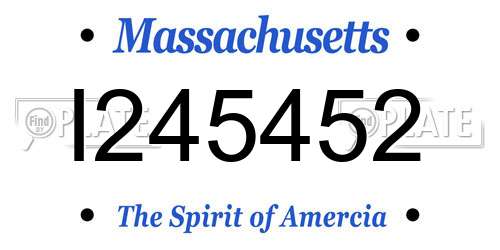 I245452 Massachusetts License Plate