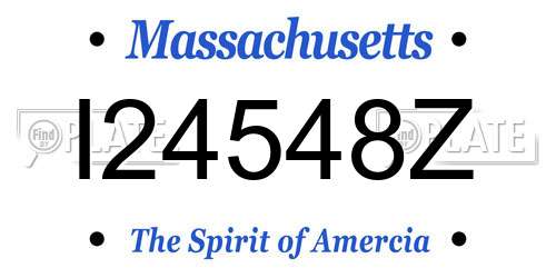 I24548Z Massachusetts License Plate