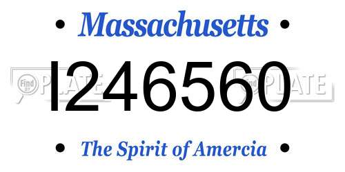 I246560 Massachusetts License Plate