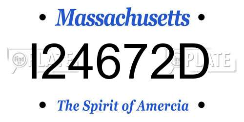 I24672D Massachusetts License Plate