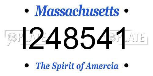 I248541 Massachusetts License Plate