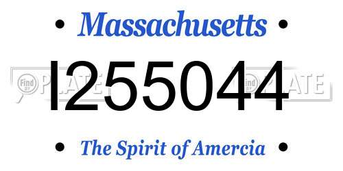 I255044 Massachusetts License Plate