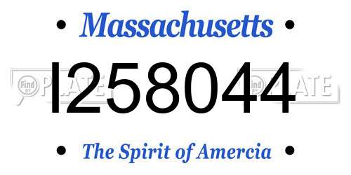 I258044 Massachusetts License Plate