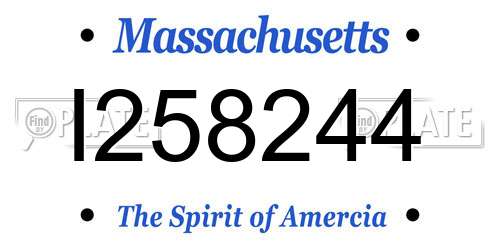 I258244 Massachusetts License Plate
