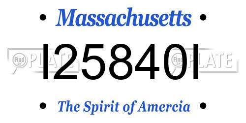 I25840I Massachusetts License Plate