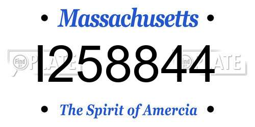 I258844 Massachusetts License Plate