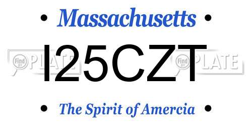 I25CZT Massachusetts License Plate