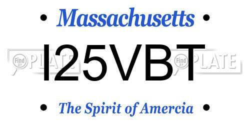 I25VBT Massachusetts License Plate