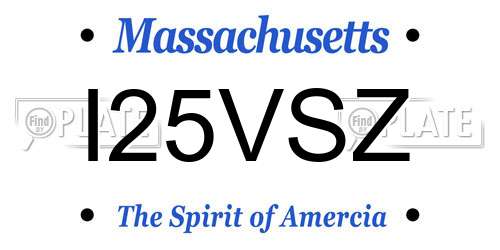 I25VSZ Massachusetts License Plate