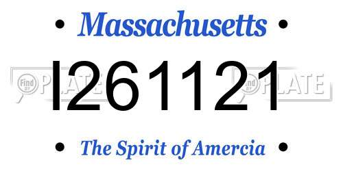 I261121 Massachusetts License Plate