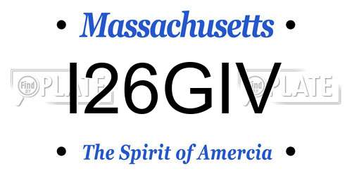 I26GIV Massachusetts License Plate