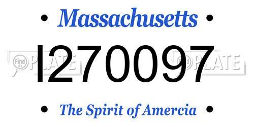 I270097 Massachusetts License Plate