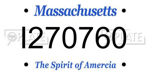 I270760 Massachusetts License Plate