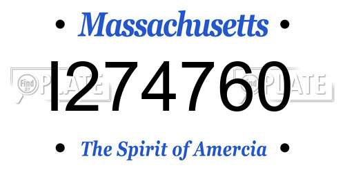 I274760 Massachusetts License Plate
