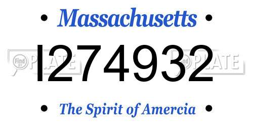 I274932 Massachusetts License Plate