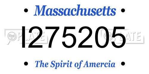 I275205 Massachusetts License Plate
