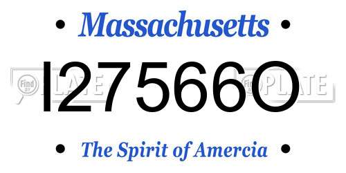 I27566O Massachusetts License Plate
