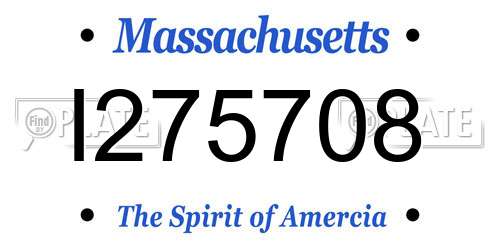 I275708 Massachusetts License Plate