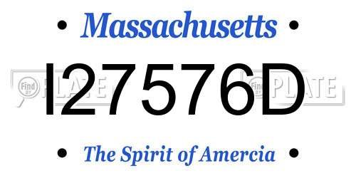 I27576D Massachusetts License Plate