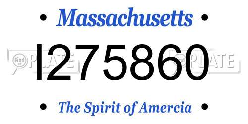 I275860 Massachusetts License Plate