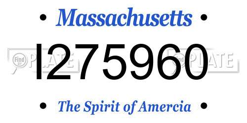 I275960 Massachusetts License Plate