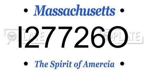 I27726O Massachusetts License Plate