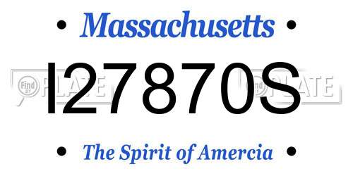 I27870S Massachusetts License Plate