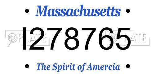 I278765 Massachusetts License Plate