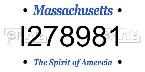 I278981 Massachusetts License Plate