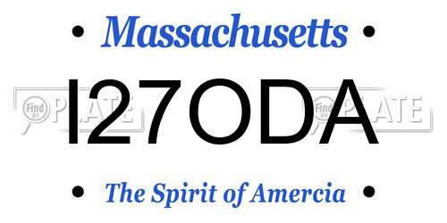 I27ODA Massachusetts License Plate