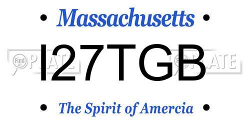 I27TGB Massachusetts License Plate