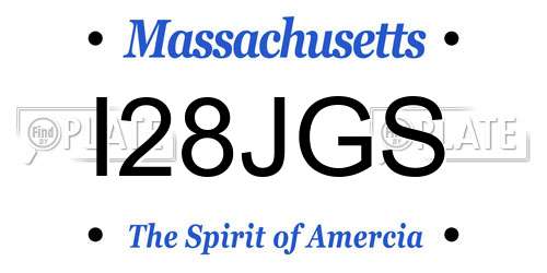 I28JGS Massachusetts License Plate