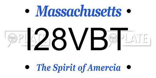 I28VBT Massachusetts License Plate