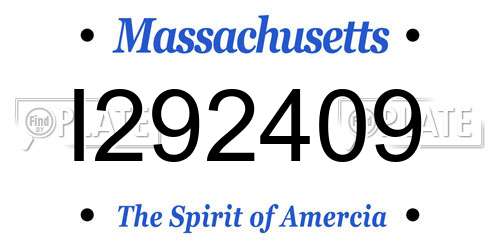 I292409 Massachusetts License Plate