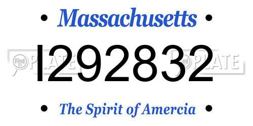 I292832 Massachusetts License Plate
