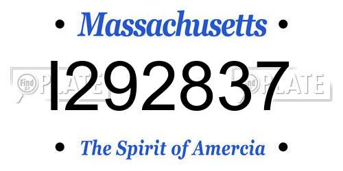 I292837 Massachusetts License Plate