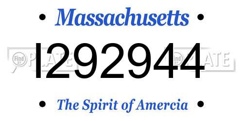 I292944 Massachusetts License Plate