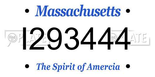 I293444 Massachusetts License Plate