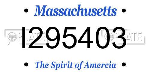 I295403 Massachusetts License Plate