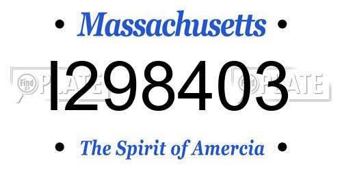 I298403 Massachusetts License Plate