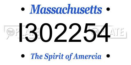 I302254 Massachusetts License Plate