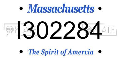 I302284 Massachusetts License Plate