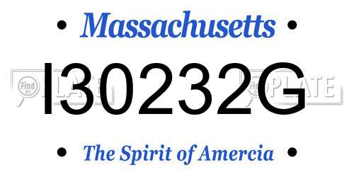 I30232G Massachusetts License Plate