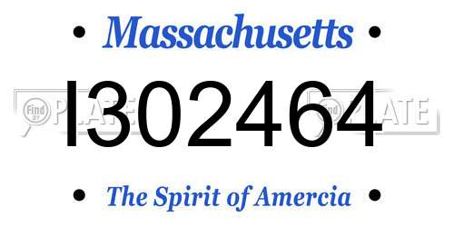 I302464 Massachusetts License Plate