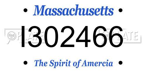 I302466 Massachusetts License Plate