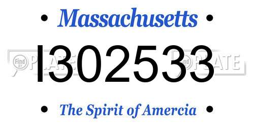 I302533 Massachusetts License Plate