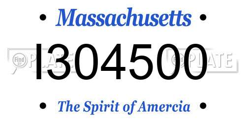 I304500 Massachusetts License Plate