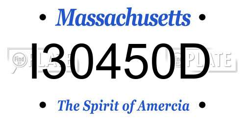 I30450D Massachusetts License Plate