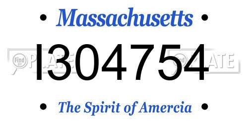 I304754 Massachusetts License Plate